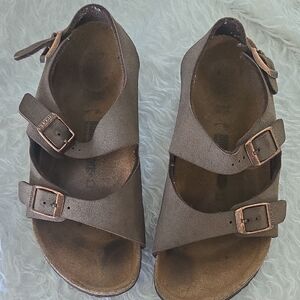 Birkenstock Brown Triple-Strap Leather Sandals